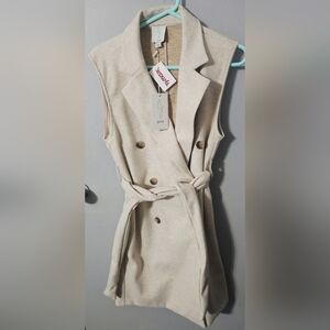 NWT Womens Joie Duster Sleeveless Jacket Vest Cream Size XS